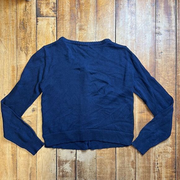 Justice sweater size 14 Blue Sequins Polka Dots Knit Cardigan Sweater spring - Picture 4 of 5